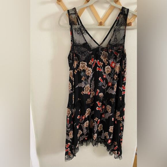 Angie Dress Small Mini Black Bohemian Floral Lace Drop Waist Sundress - Picture 7 of 7